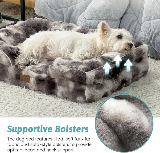 Orthopedic Dog Bed for Large Medium Size Dog, Soft and Warm Faux Fur Sofa for - Image 3
