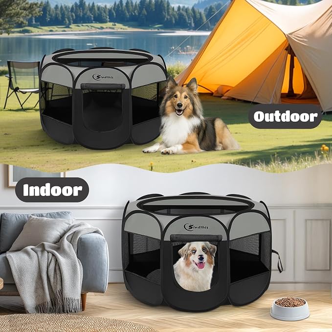 Dark Grey Puppy Playpen for Large Dog Cat, Dogs Tent Crates Cage Indoor/Outdoor - Image 3