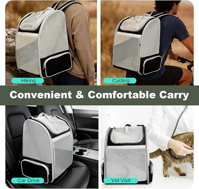halinfer Backpack to Carry Cat and Small Puppy up to 16 Pounds, Breathable Pet - Image 6