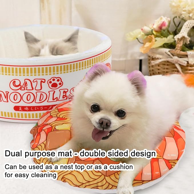 寵幸 Ramen Noodle Dog & Cat Bed, Keep Warm and Super Soft Creative Pet Nest - Image 4