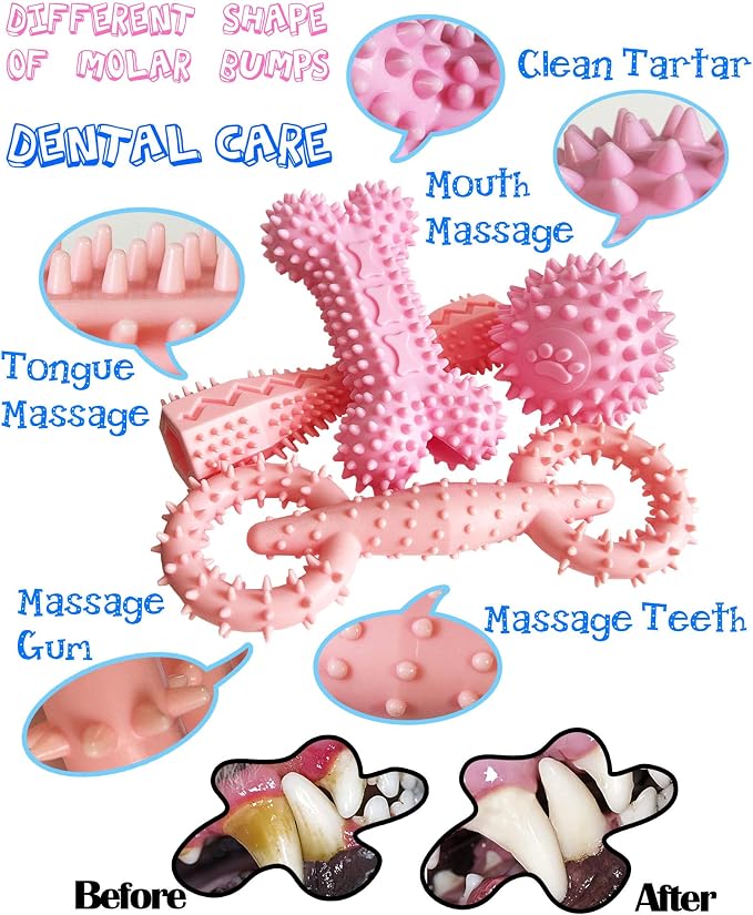 4 Pack Puppy Teething Toys Dog Durable Chew Toys Soft Rubber Toy Dog Teeth - Image 2