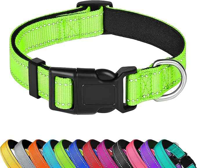 Reflective Dog Collar, Adjustable Soft Neoprene Padded Nylon Pet Collars