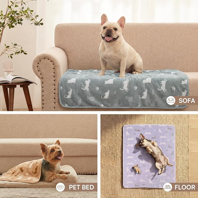 Luciphia 1 Pack 3 Dog Printed Fleece Pet Blankets Washable，Soft Warm Throw - Image 6