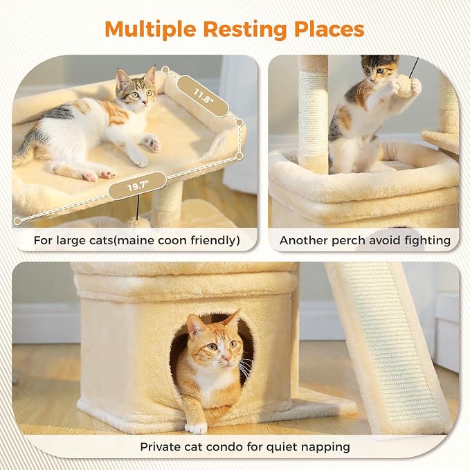 PEQULTI Small Cat Tree Tower for Large Adult Cats - Image 2