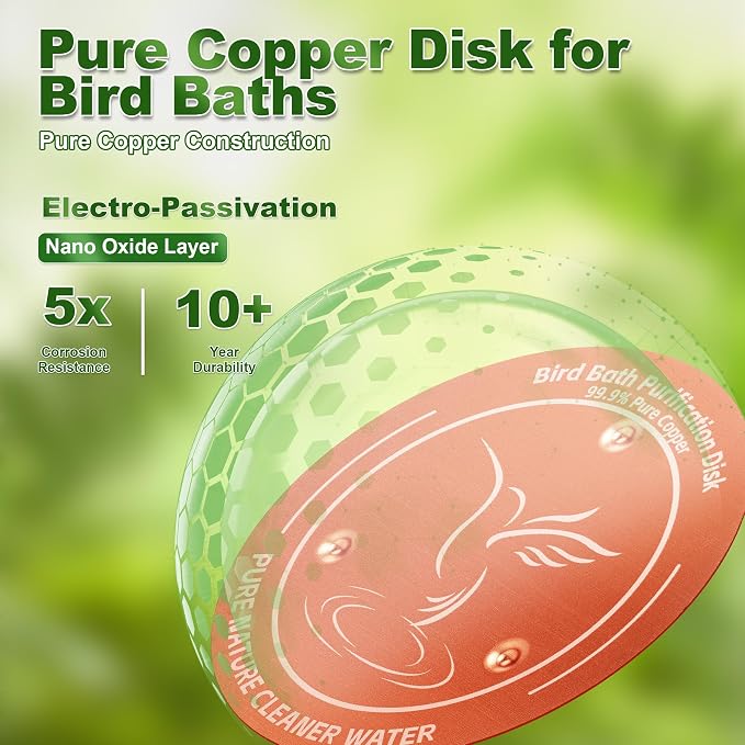 2 Pack Bird Bath Copper Disk, 99.99% Pure Copper Purification Disk - Image 5