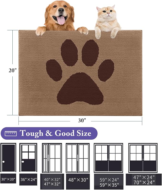 Buganda Dog Door Mat for Muddy Paws, Absorbent Dirt Trapper Non Slip Indoor - Image 2