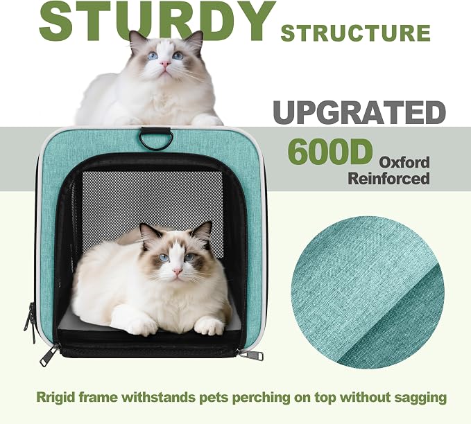 Cat Carrier 18"x11"x11" TSA Approved Ventilated Top Open Softsided Pet Air - Image 4