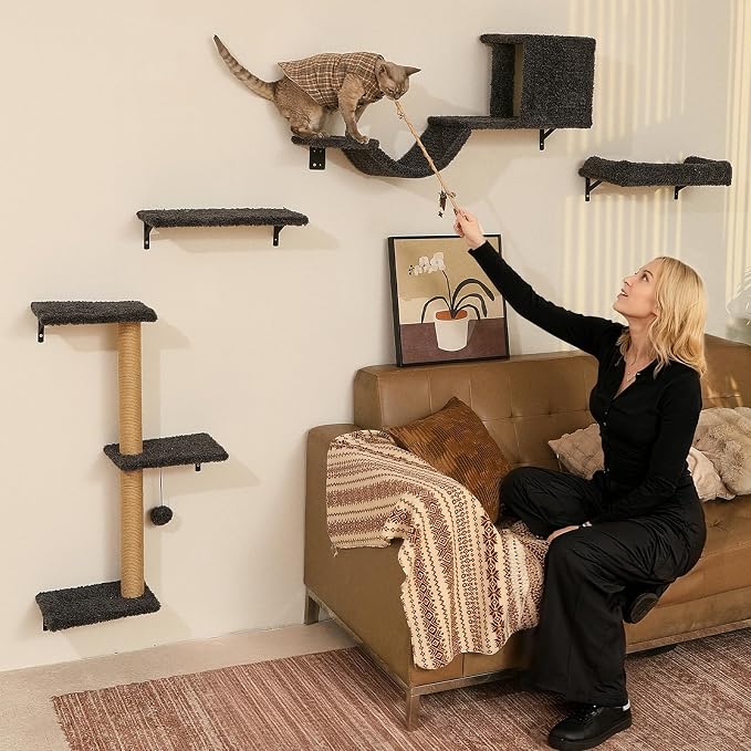 FUKUMARU Cat Wall Shelves, Stable & Safe 4 in 1 Cat Furniture Set, Wooden - Image 8