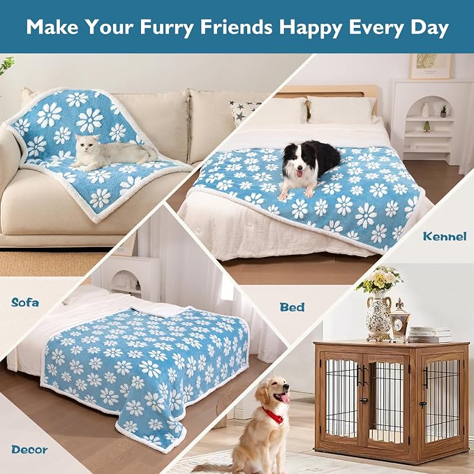 Waterproof Blanket for Dog Puppy Cat, Cute 3D Textured Flower Dog Blanket for - Image 4