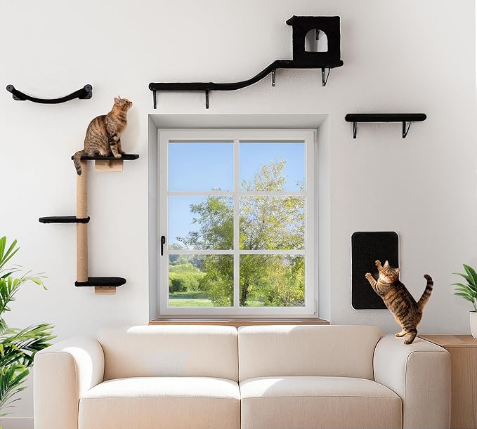 Wall Mounted Cat Furniture Combo of 5, 5 in 1 Cat Shelves - Image 7