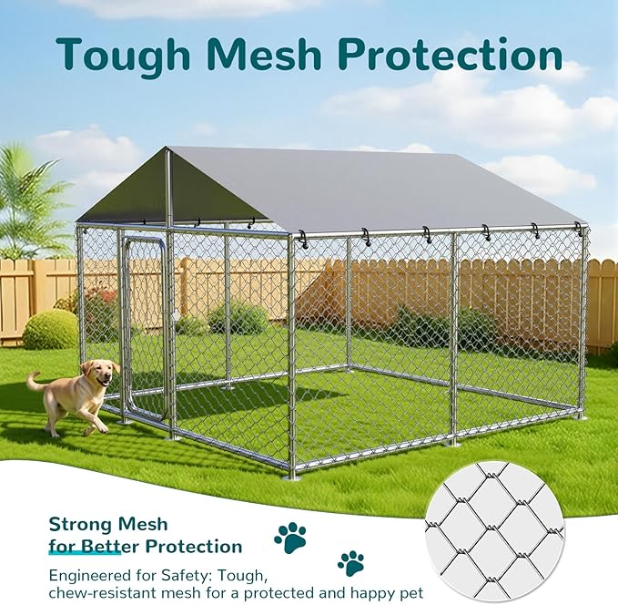 7.8'x7.8' Outdoor Dog Kennel, Heavy-Duty Dog Enclosure - Image 4