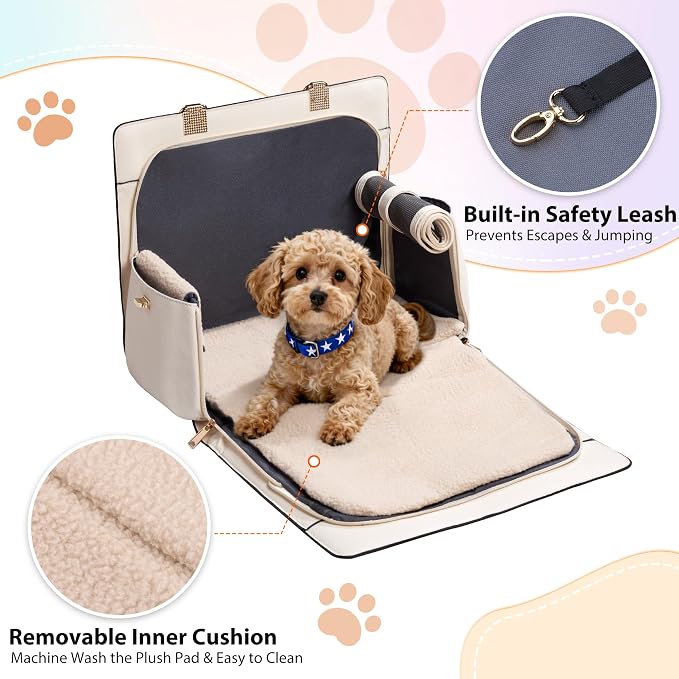 Dog Purse Carrier for Small Dogs, Stylish Foldable Pet Carrier Purse Tote Bag - Image 4