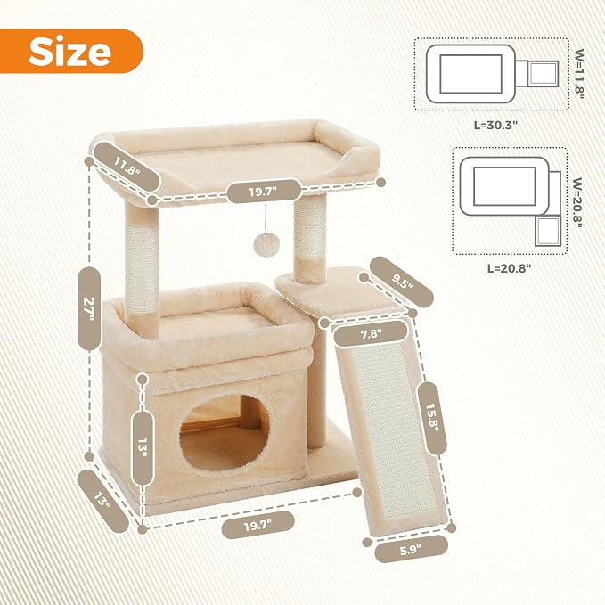 PEQULTI Small Cat Tree Tower for Large Adult Cats - Image 5