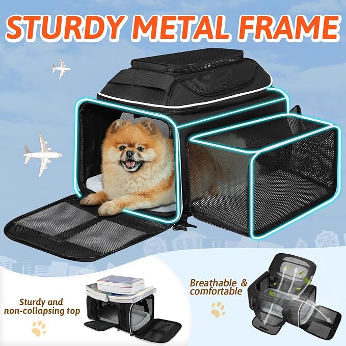 Petskd Top and Side Expandable Pet Carrier 17x11x9.5 Inches Alaska Airline - Image 6