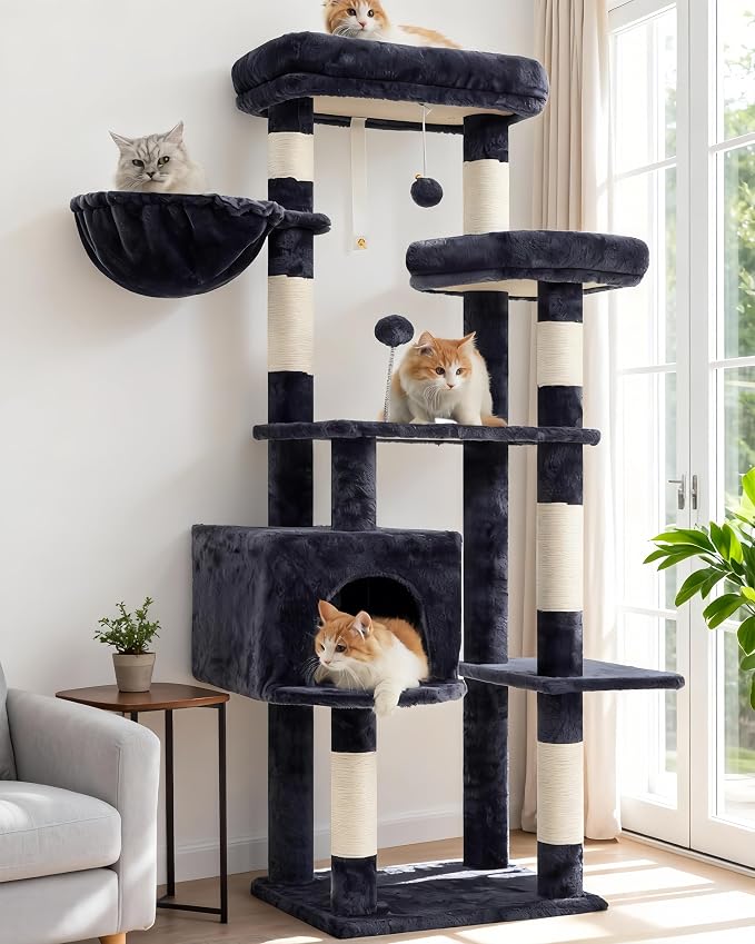 Cat Tree for Indoor Cats, 55.1 inch Cat Tower by Gitelnour