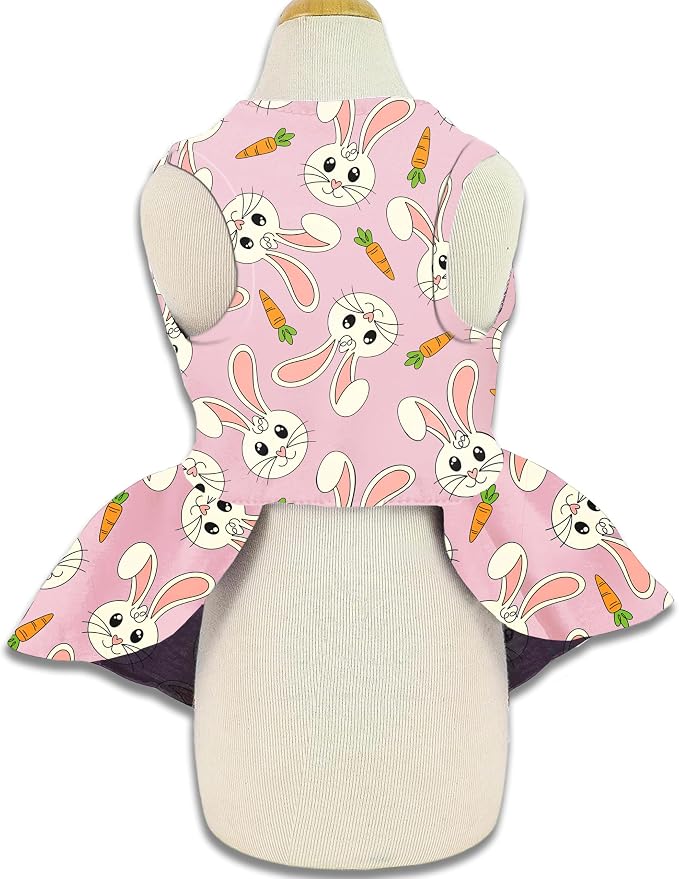 Easter Dog Dress with Pink Bunny Print, Cute Spring Pet Skirt - Image 2