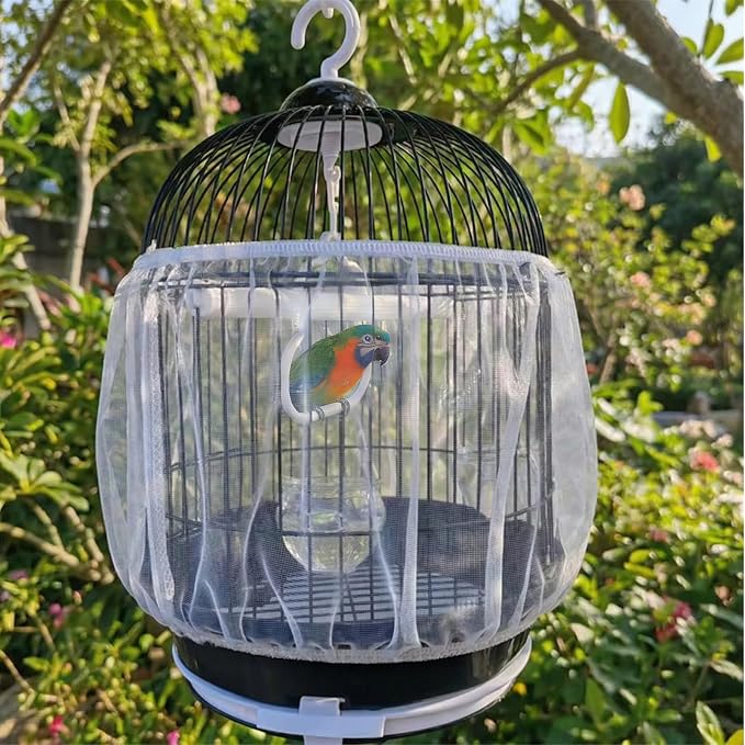 2 Pcs Bird Cage Seed Catcher, Adjustable Bird Cage Net Cover, Reusable Soft - Image 5