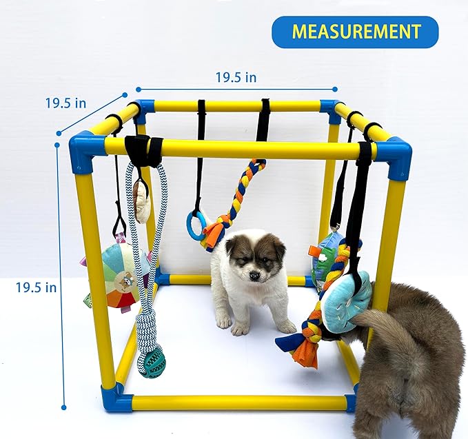 Dewonch Puppy Play Gym with 8 Hanging Toys, Small Dogs Indoor Jungle Gym - Image 4