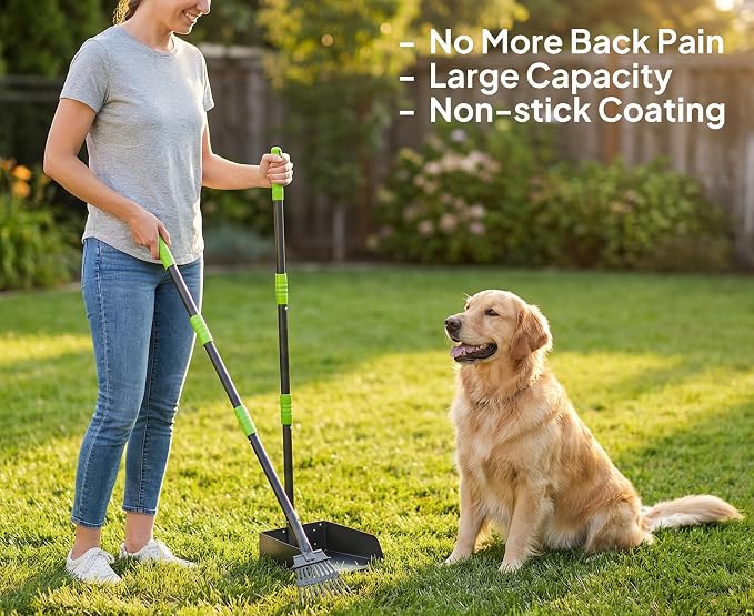 Niubya Pooper Scooper for Dogs, Metal Poop Scooper Tray and Rake Set - Image 3