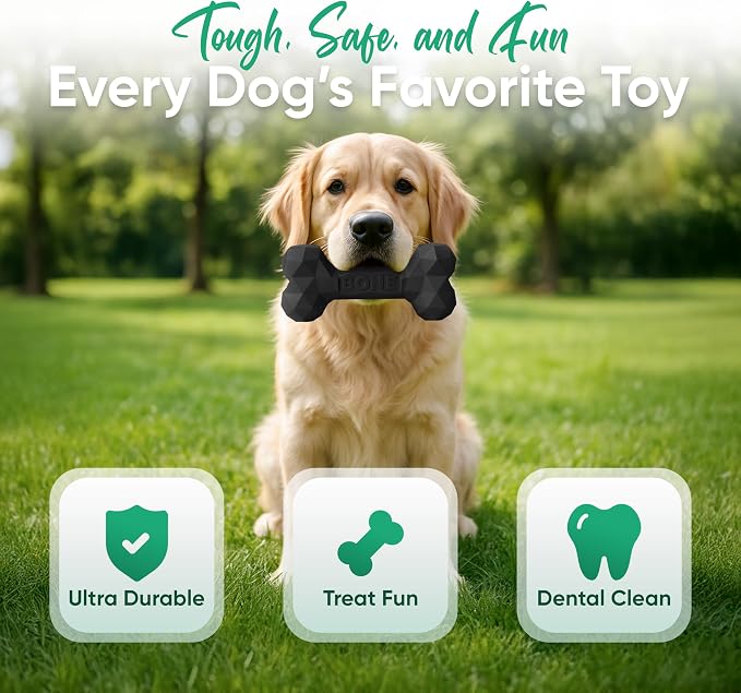 Natural Rubber Dog Chew Bone – Treat-Dispensing, Tough & Indestructible Chew - Image 3