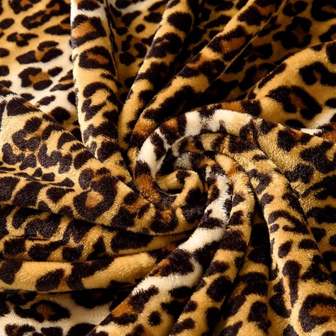 Bnuitland Leopard Print Flannel Blanket, Large Size 90x90 Inches - Image 6
