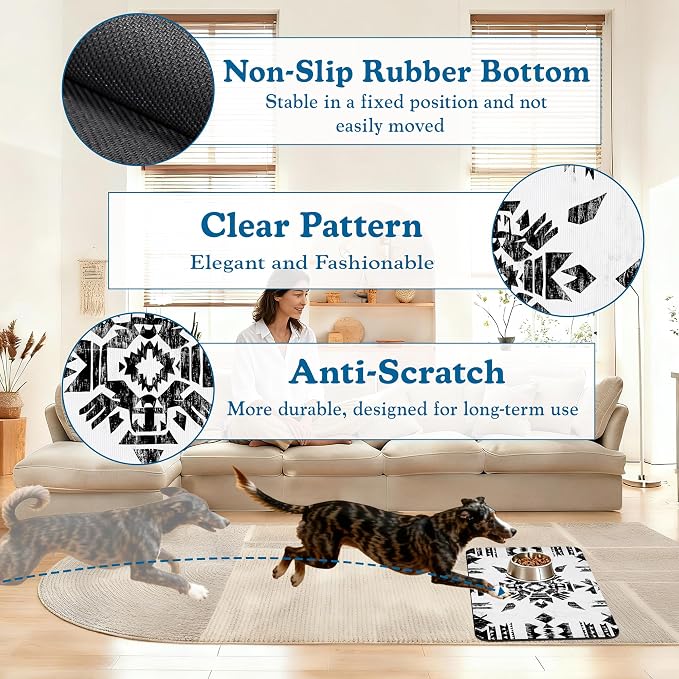 Black Boho Art Dog Food Mat–Christmas Stocking Absorbent Quick Dry Feeding - Image 4
