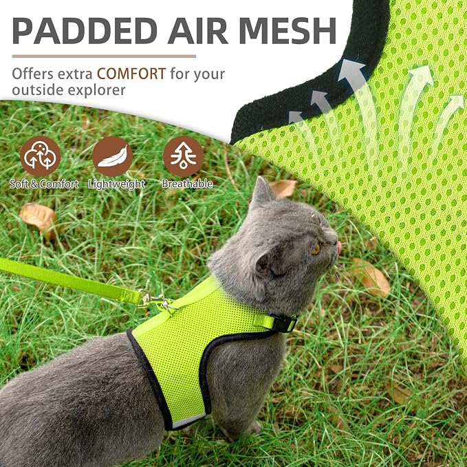 PUPTECK Soft Mesh Cat Vest Harness and Leash Set Puppy Padded Pet Harnesses - Image 2
