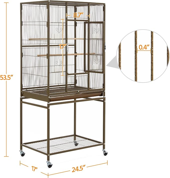 Topeakmart 53.5inch Large Bird Cage Metal Mobile Parrot Cage - Image 4