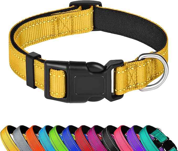 Reflective Dog Collar, Adjustable Soft Neoprene Padded Nylon Pet Collars