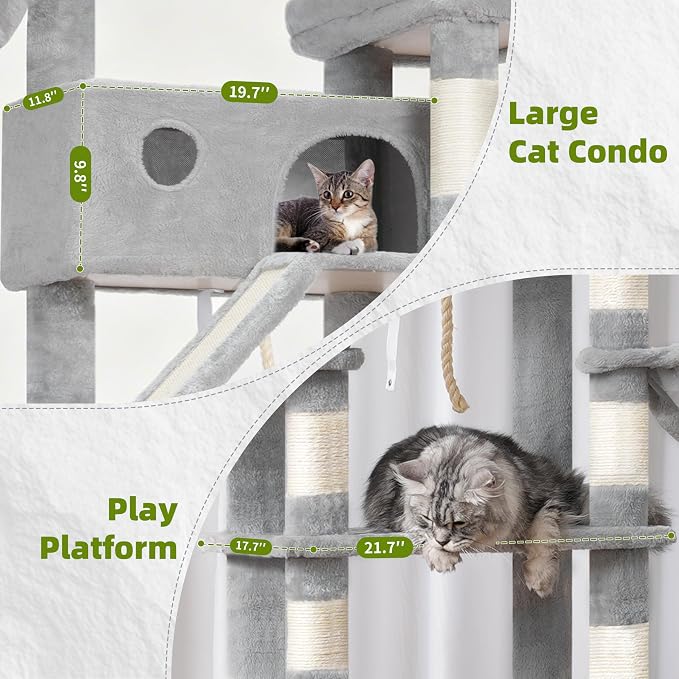 Cat Tree for Large Cats, 78.7" Tall Cat Tower for Indoor Cats Multiple Cats - Image 4