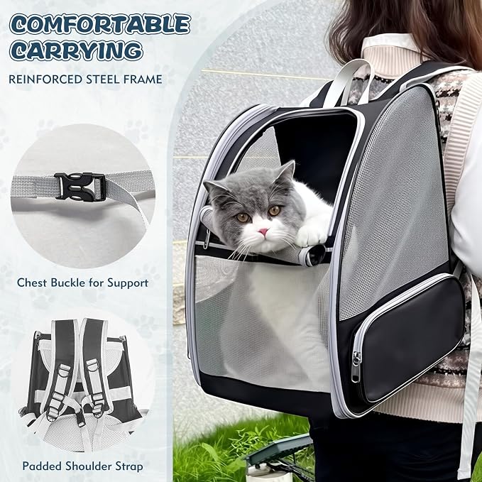 Cat Backpack Carrier, Pet Backpack Carrier Cats and Small Dogs, Collapsible - Image 4