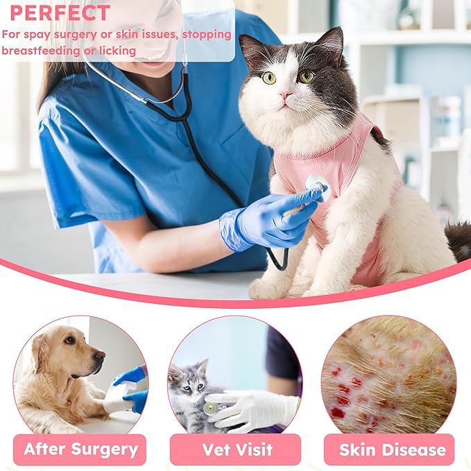 Cat Recovery Suit for Spay Abdominal Wounds, Kitten Onesie Bodysuit for Cats - Image 8