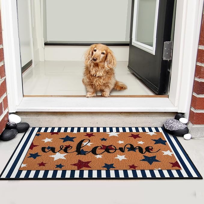 Tinideya 2 Pcs Door Mat Welcome Non Slip Coir Mats Floor Layering Doormats - Image 5