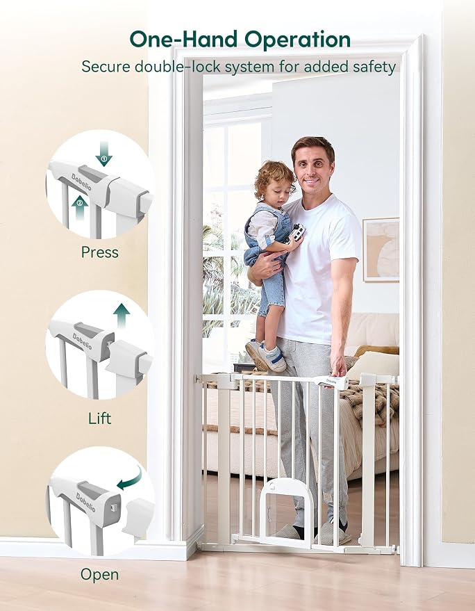 Babelio Baby Gate with Adjustable Cat Door, 29-43" Auto Close Durable Pet door - Image 5