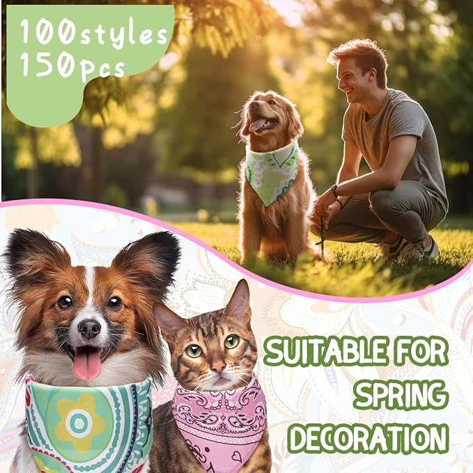 100 Pcs Paisley Dog Bandanas Bulk Pet Bibs Colorful Triangle Scarf Pet Paisley - Image 5