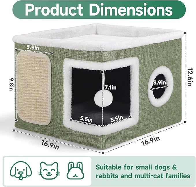 Shikha Cat Beds for Indoor Cats, Large Cat Cave - Image 2