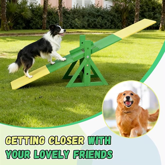 94.5" Adjustable Dog Agility Seesaw 4-Level Height Training Teeter - Image 7