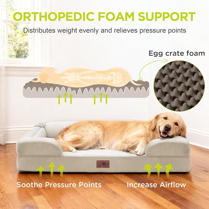 Orthopedic Dog Bed for Extra Large Dogs, XXL Waterproof Egg Crate Memory Foam - Image 2