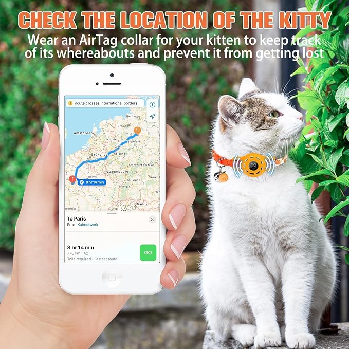BINGPET AirTag Cat Collar with Bells, Upgraded Safety Elastic Cat Collar with - Image 4