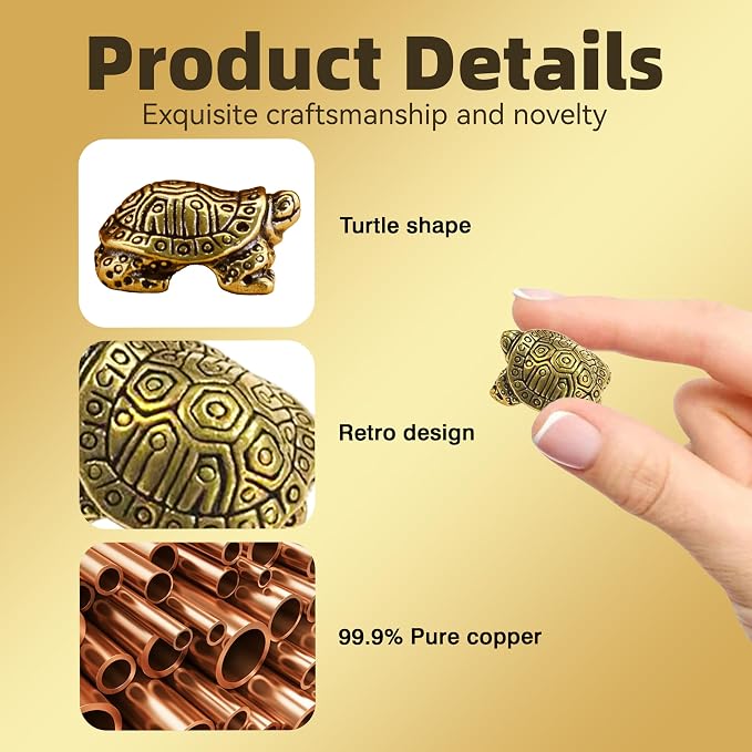 6 Pcs Copper Bath Disks Ornaments Mini Turtle Shape, Retro Copper Birdbath - Image 4