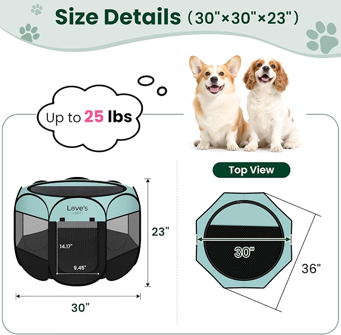 Love's cabin Pet Puppy Dog Playpen, Medium Dog Tent Crates Cage Indoor/Outdoor - Image 3