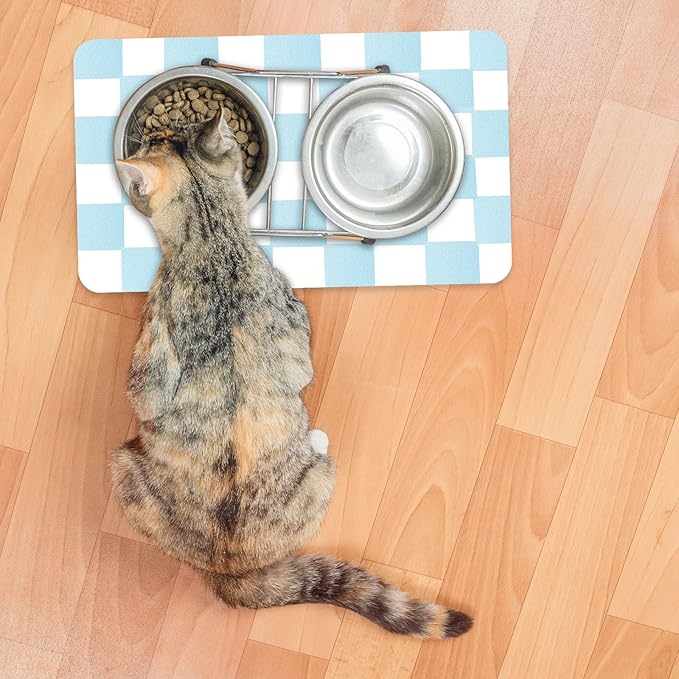Checkered Dog Food mat, Non-Slip Sole Absorbent Dog and Water Bowl mat - Image 6