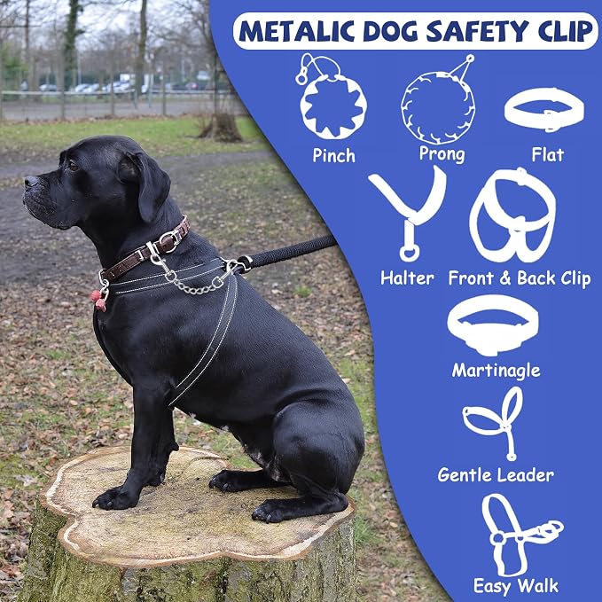 YUEPET 2 Pack 8.3 Inches Metal Dog Collar Safety Clips Heavy Duty Duble Ended - Image 3