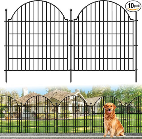 10 Panels No Dig Decorative Garden Fence, 32in x 23.6ft Outdoor Animal Barrier by Blingluck