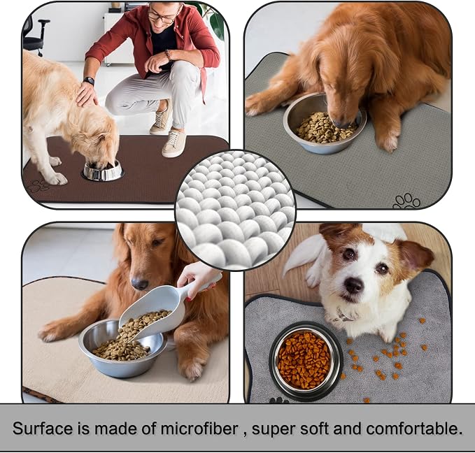 SINLAND Microfiber Pet Bowl Mat Dog Cats Feeding Mats - Image 7