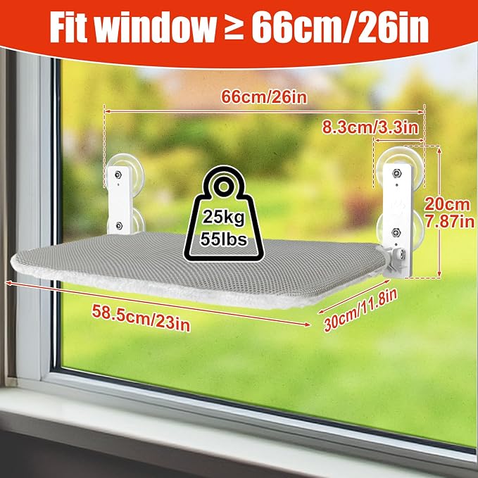 Sunhoo Cat Window Hammock Perch Cordless Perches Window Sill Seat Bed Foldable - Image 4
