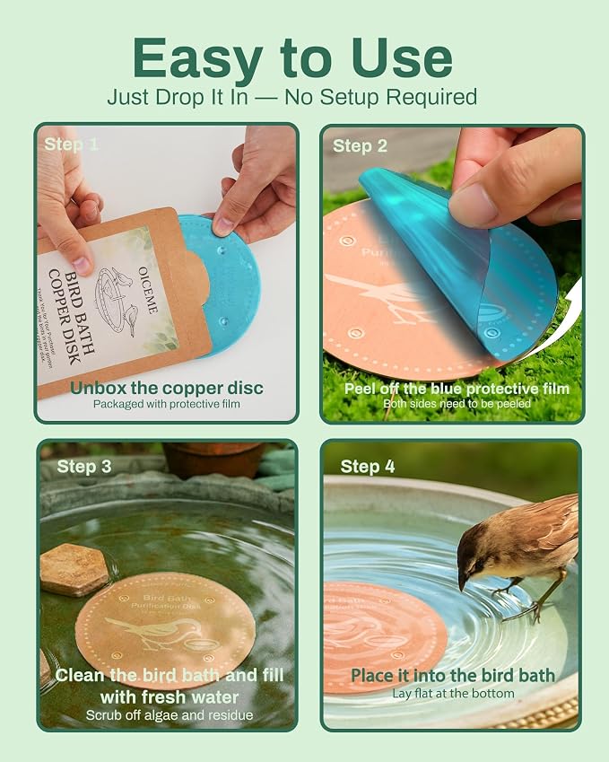 Bird Bath Purification Disk Pure Copper Outside Winter Solar Power Birdbath - Image 6