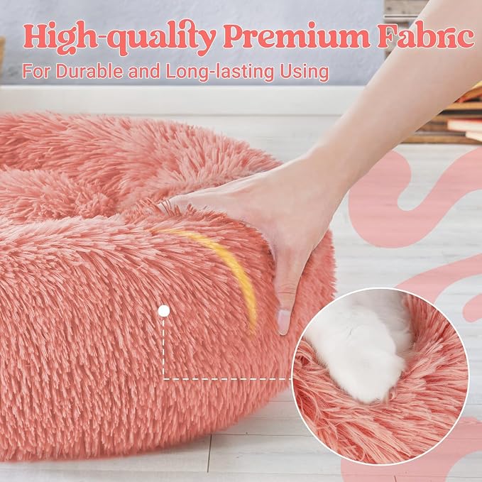 rabbitgoo Dog Bed for Small, 24 inches Machine Washable, Fluffy Donut Pet Bed - Image 6