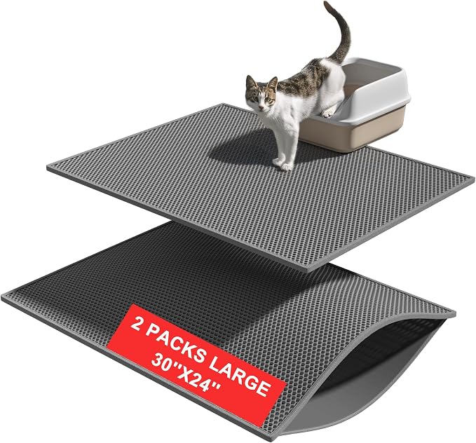 Pieviev 2 Packs Cat Litter Mat Double Layer Waterproof Urine Proof Trapping Mat by Pieviev