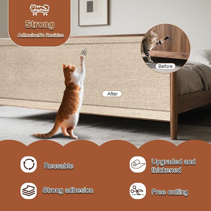 Cat Scratch Mat, Self-Adhesive Trimmable cat Scratch Furniture Protector - Image 4